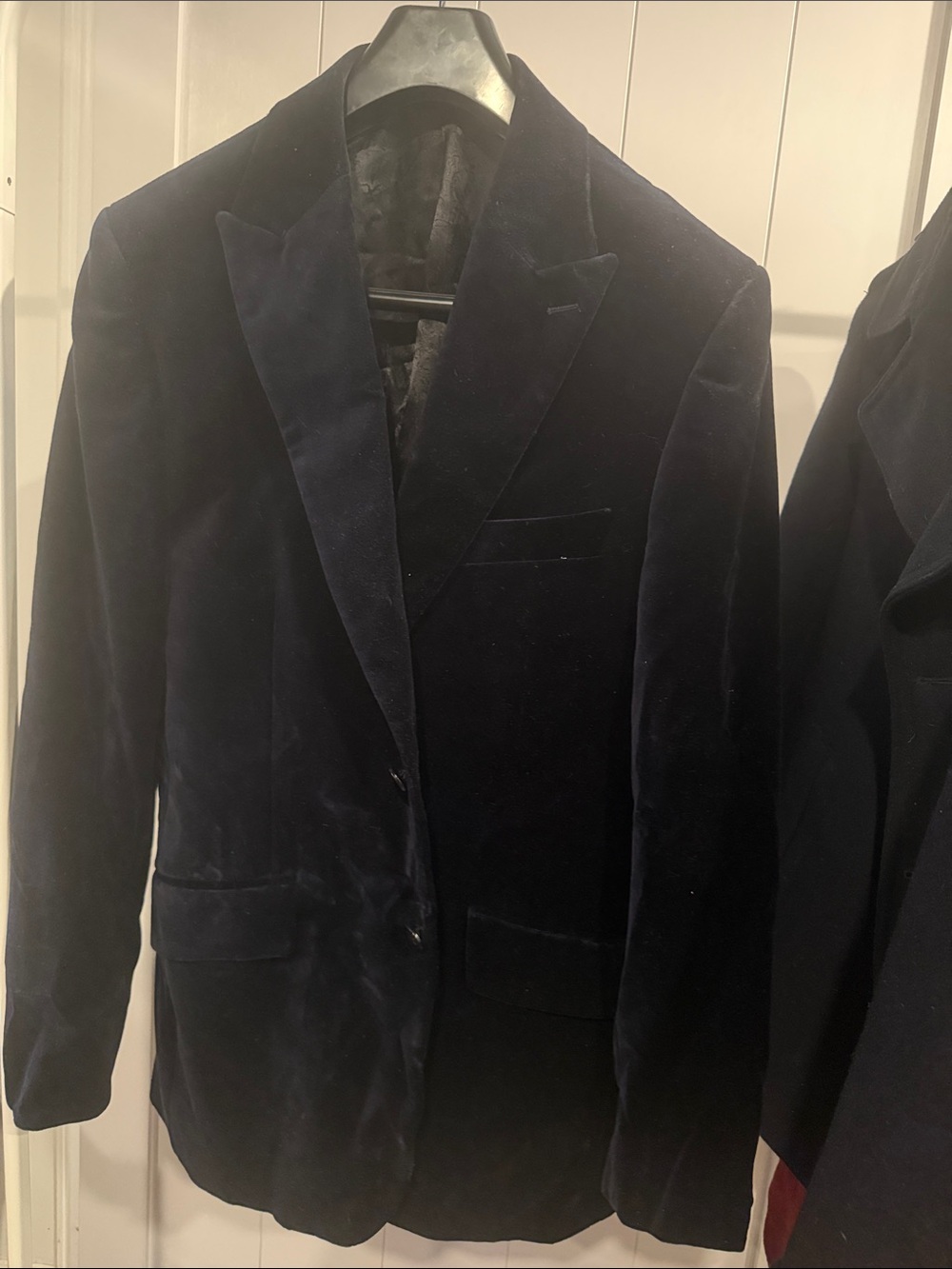 Men's Dark Navy Velvet Single-Breasted Sport Coat